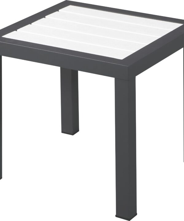 Nizuc White manufactured wood Outdoor Patio Aluminum End Table - Luxe Home Furnishings (Jersey City, NJ)