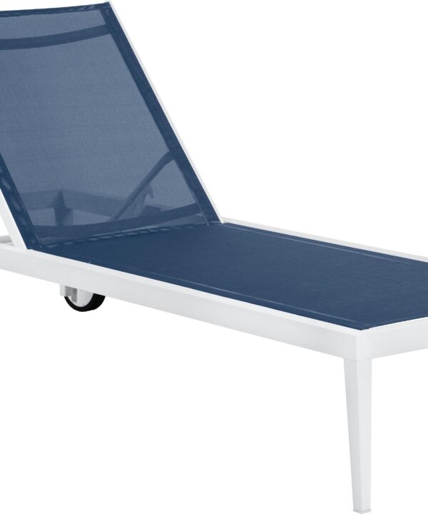 Nizuc Navy Mesh Waterproof Fabric Outdoor Patio Aluminum Mesh Chaise Lounge Chair - Luxe Home Furnishings (Jersey City, NJ)