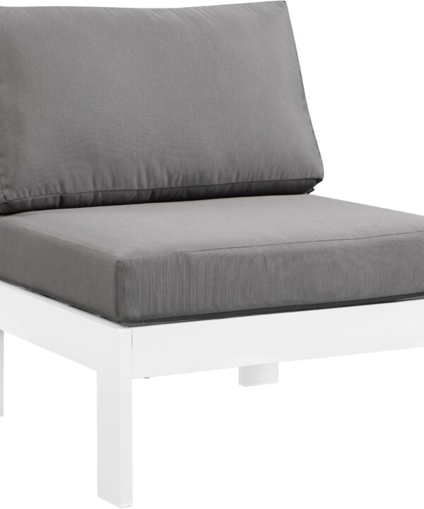Nizuc Grey Waterproof Fabric Outdoor Patio Aluminum Armless Chair - Luxe Home Furnishings (Jersey City, NJ)