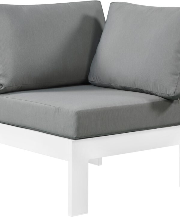 Nizuc Grey Waterproof Fabric Outdoor Patio Aluminum Corner Chair - Luxe Home Furnishings (Jersey City, NJ)