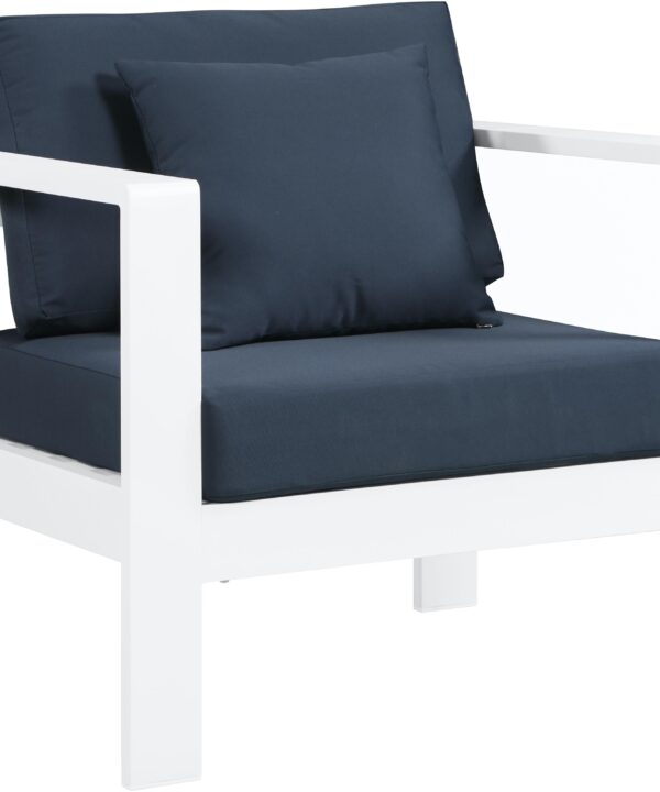 Nizuc Navy Waterproof Fabric Outdoor Patio Aluminum Arm Chair - Luxe Home Furnishings (Jersey City, NJ)