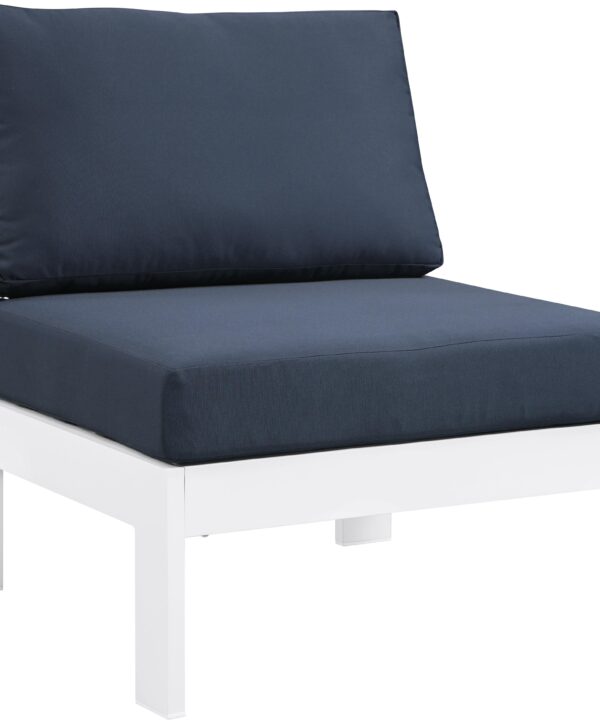Nizuc Navy Waterproof Fabric Outdoor Patio Aluminum Armless Chair - Luxe Home Furnishings (Jersey City, NJ)