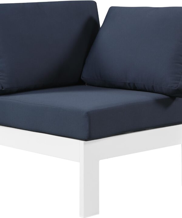 Nizuc Navy Waterproof Fabric Outdoor Patio Aluminum Corner Chair - Luxe Home Furnishings (Jersey City, NJ)
