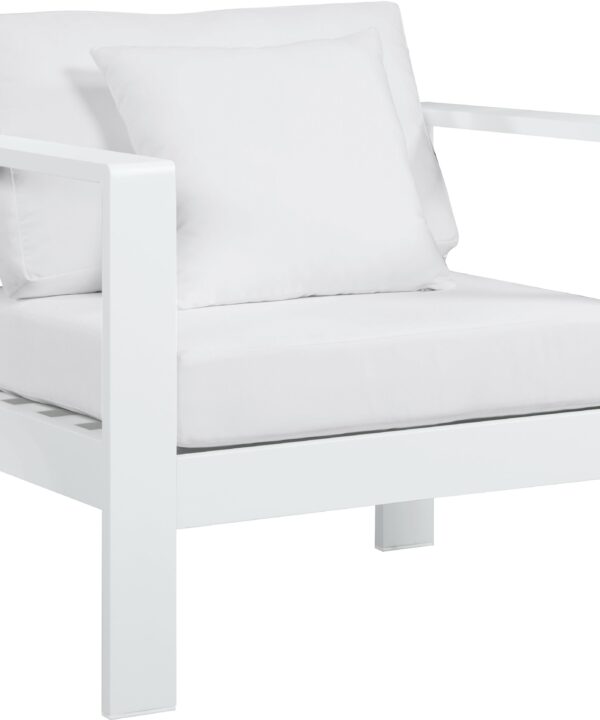Nizuc White Waterproof Fabric Outdoor Patio Aluminum Arm Chair - Luxe Home Furnishings (Jersey City, NJ)
