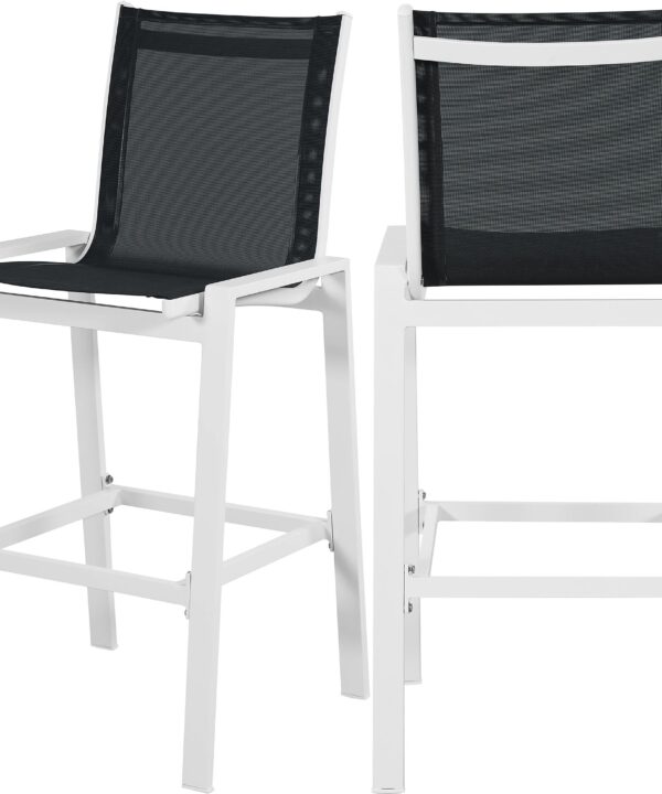 Nizuc Black Mesh Waterproof Fabric Outdoor Patio Aluminum Mesh Barstool - Luxe Home Furnishings (Jersey City, NJ)