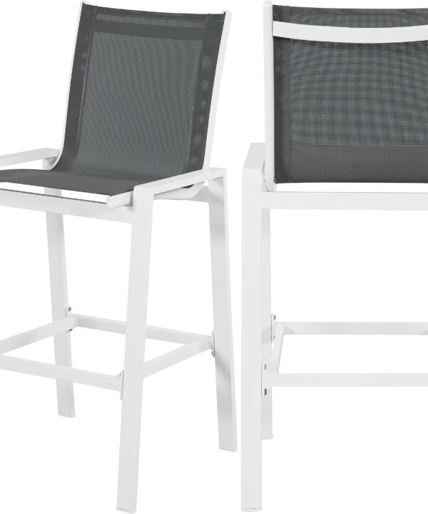 Nizuc Grey Mesh Waterproof Fabric Outdoor Patio Aluminum Mesh Barstool - Luxe Home Furnishings (Jersey City, NJ)