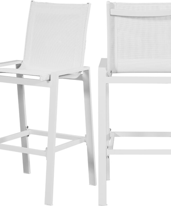 Nizuc White Mesh Waterproof Fabric Outdoor Patio Aluminum Mesh Barstool - Luxe Home Furnishings (Jersey City, NJ)