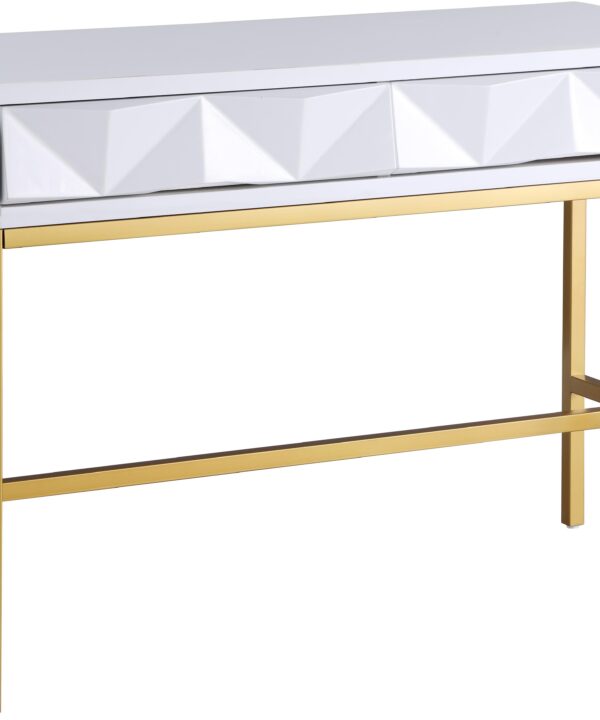 Pandora White Laquer with Gold Console Table - Luxe Home Furnishings (Jersey City, NJ)