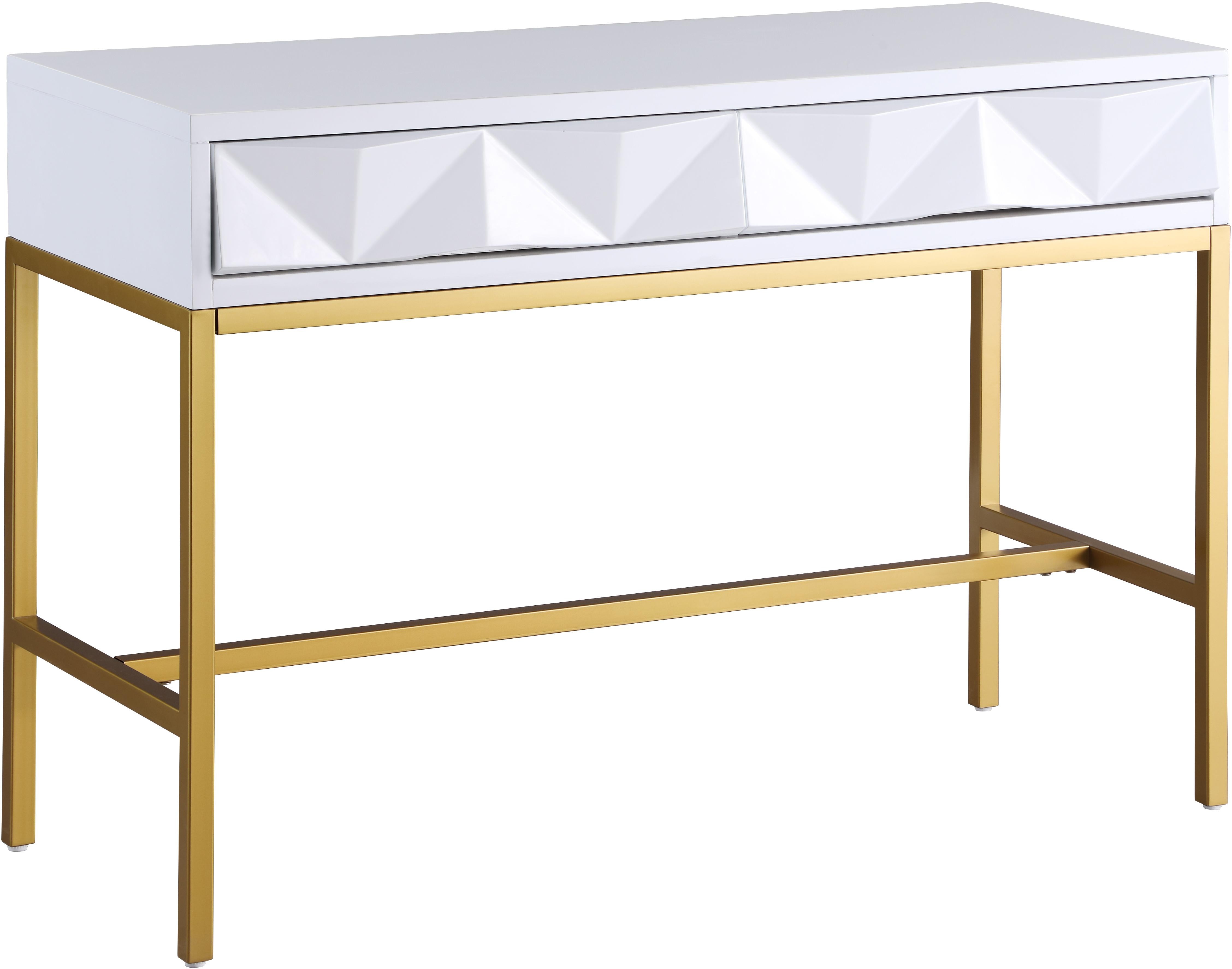 Pandora White Laquer with Gold Console Table - Luxe Home Furnishings (Jersey City, NJ)