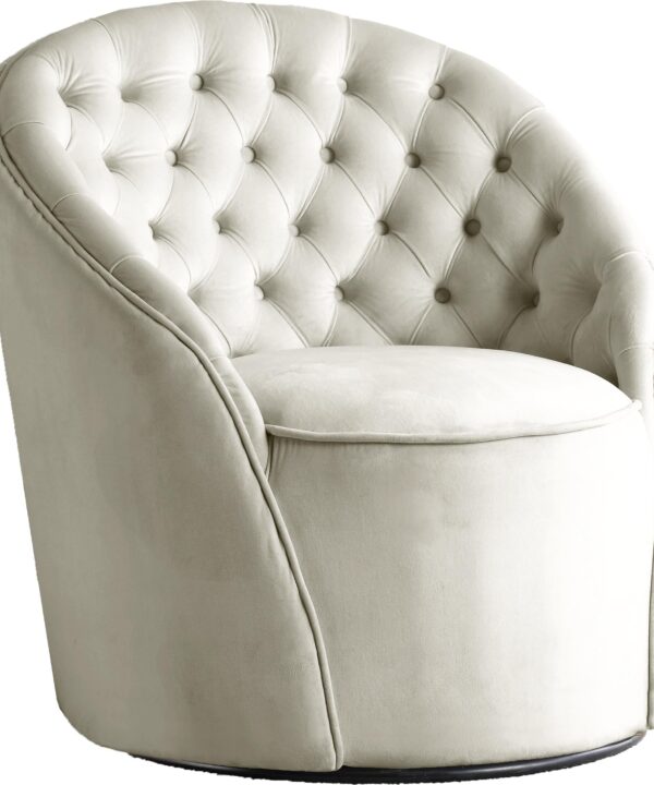 Alessio Cream Velvet Accent Chair - Luxe Home Furnishings (Jersey City, NJ)