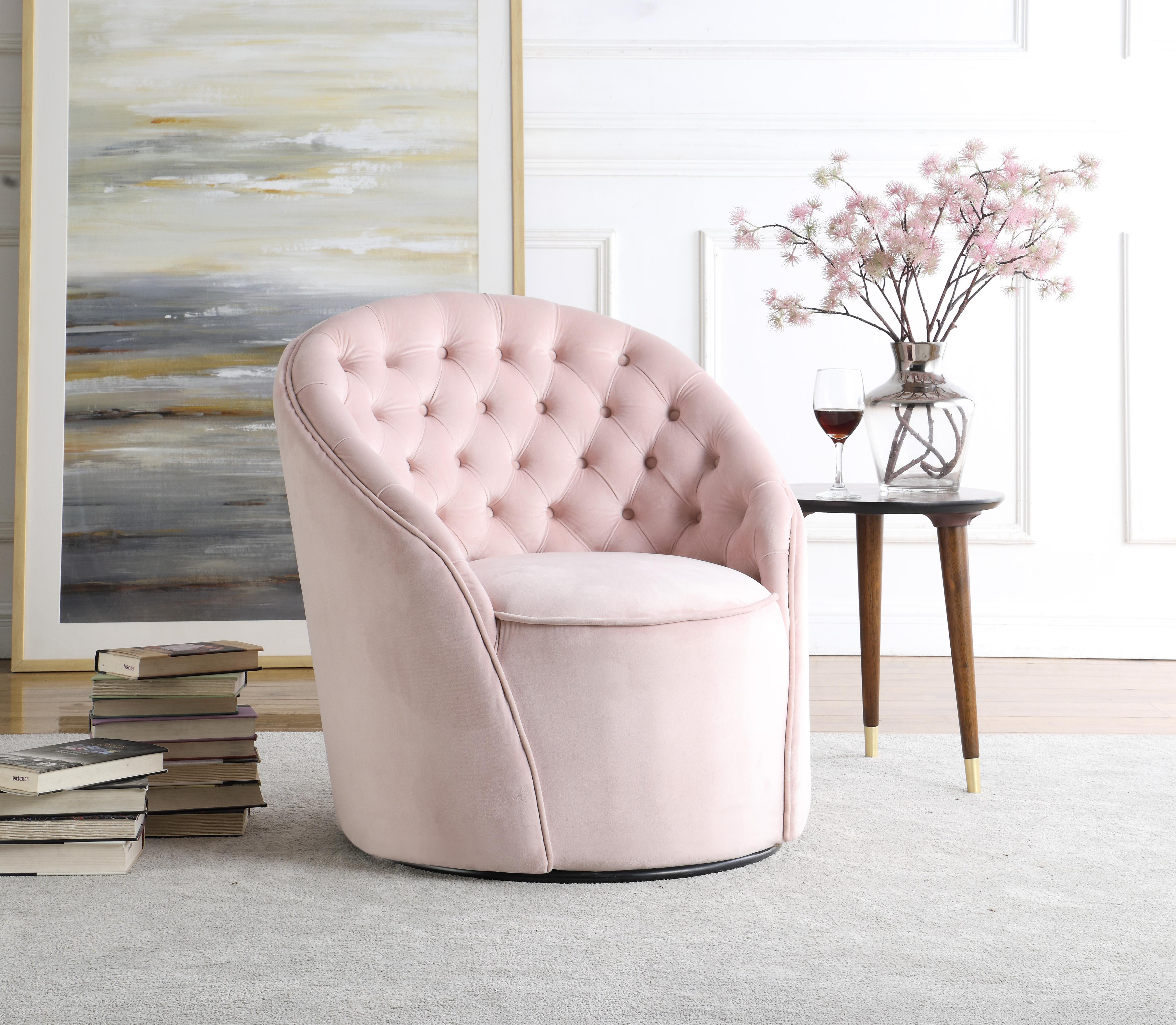 Alessio Pink Velvet Accent Chair - Luxe Home Furnishings (Jersey City, NJ)