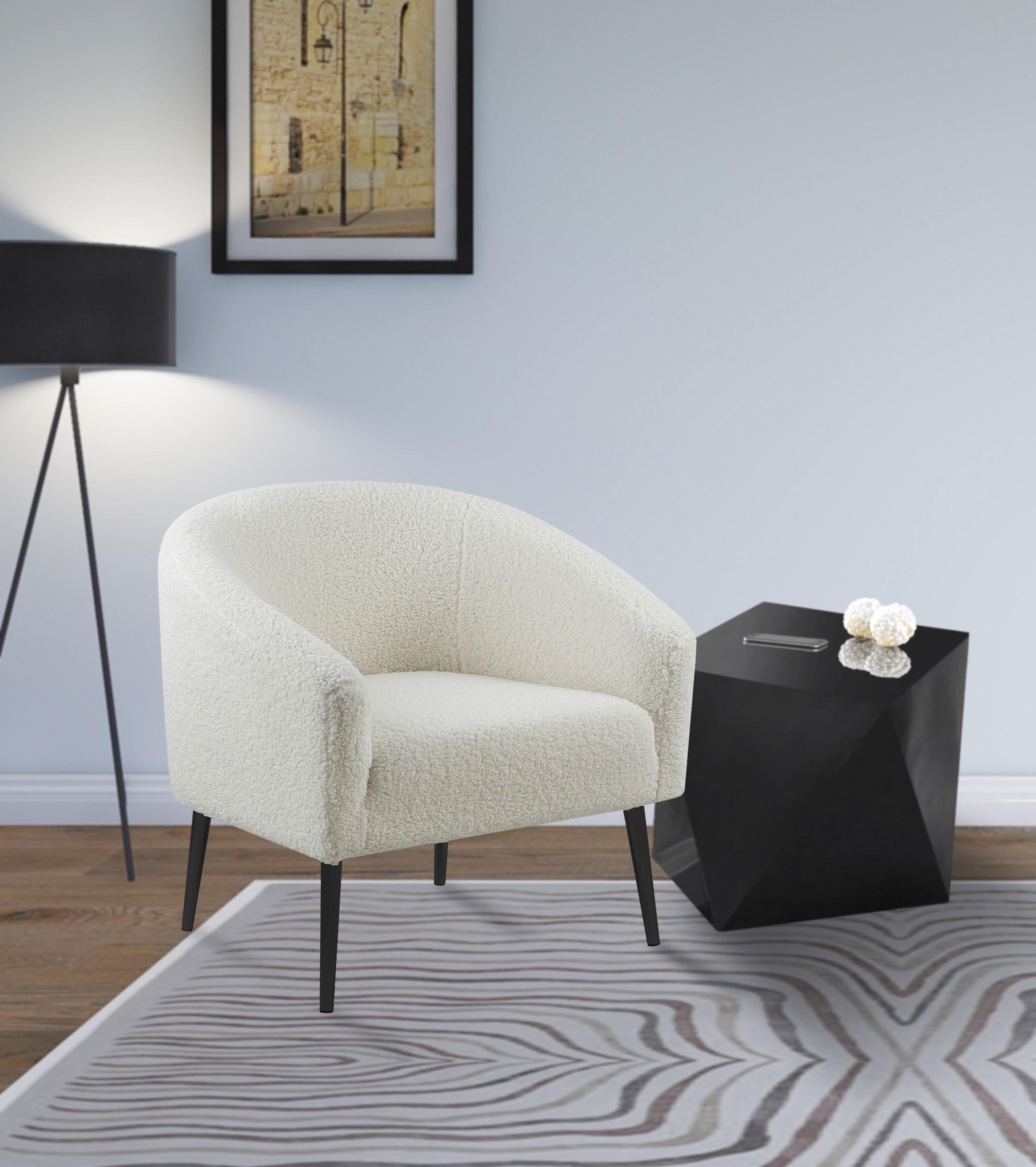 Barlow White Faux Sheepskin Fur Accent Chair - Luxe Home Furnishings (Jersey City, NJ)