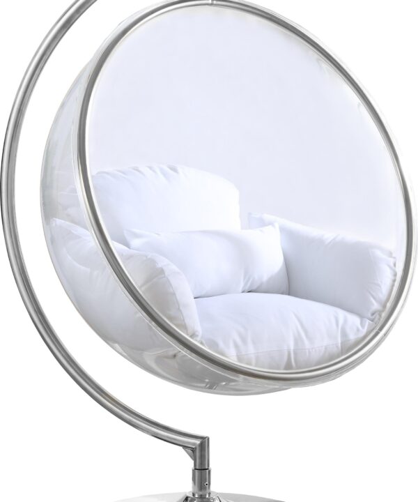Luna White Durable Fabric Acrylic Swing Chair - Luxe Home Furnishings (Jersey City, NJ)