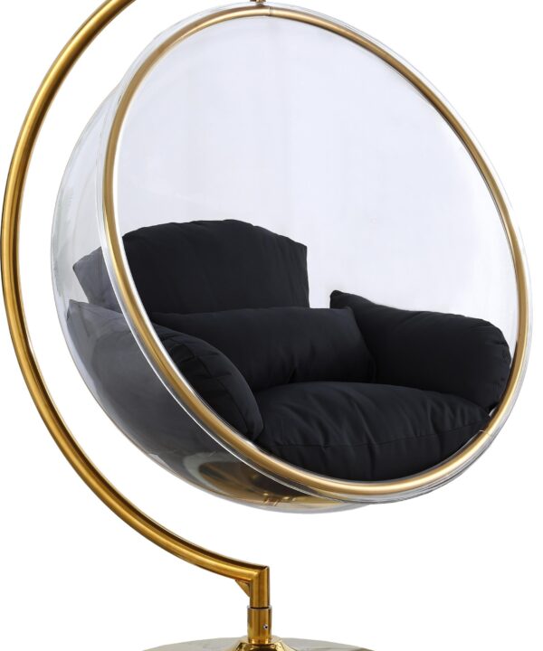 Luna Black Fabric Acrylic Swing Bubble Accent Chair (2 Boxes) - Luxe Home Furnishings (Jersey City, NJ)
