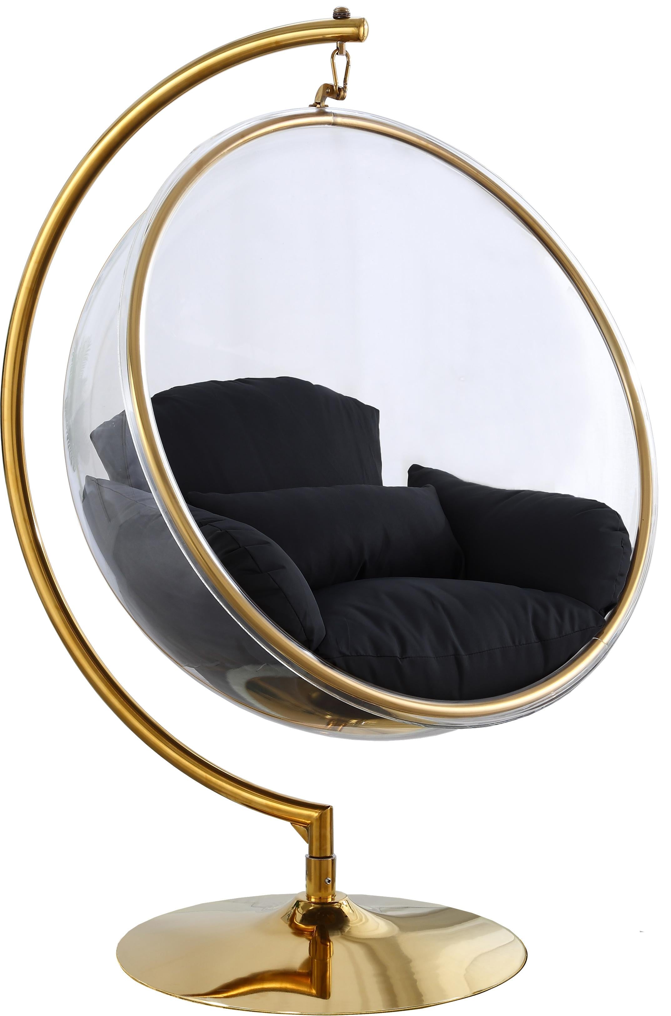 Luna Black Fabric Acrylic Swing Bubble Accent Chair (2 Boxes) - Luxe Home Furnishings (Jersey City, NJ)