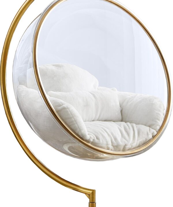 Luna White Faux Fur Acrylic Swing Accent Chair - Luxe Home Furnishings (Jersey City, NJ)
