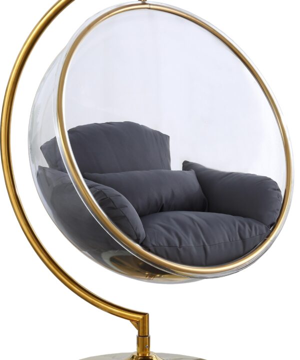 Luna Grey Fabric Acrylic Swing Bubble Accent Chair (2 Boxes) - Luxe Home Furnishings (Jersey City, NJ)