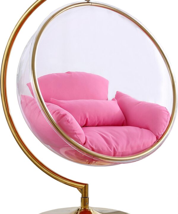 Luna Pink Fabric Acrylic Swing Bubble Accent Chair (2 Boxes) - Luxe Home Furnishings (Jersey City, NJ)