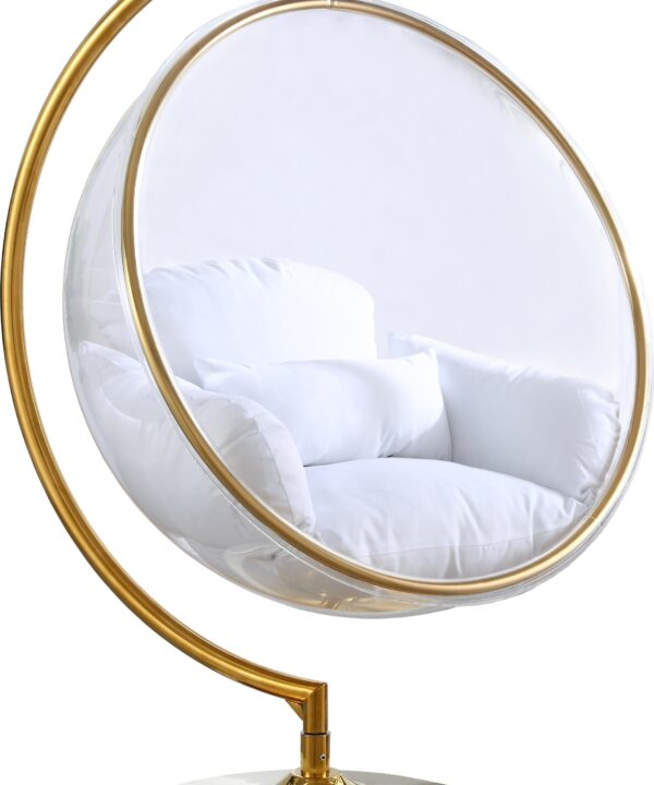 Luna White Fabric Acrylic Swing Bubble Accent Chair (2 Boxes) - Luxe Home Furnishings (Jersey City, NJ)