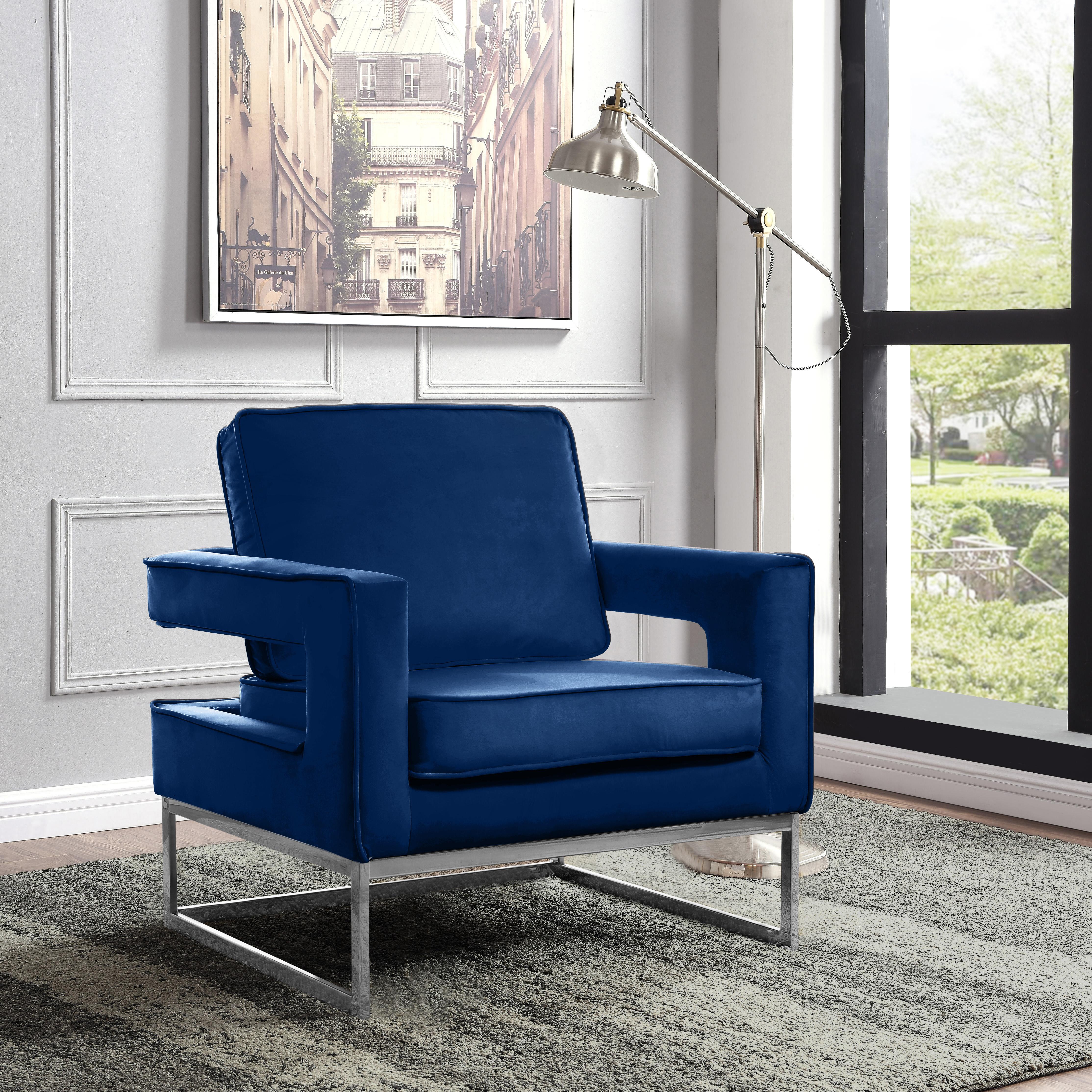 Noah Navy Velvet Accent Chair - Luxe Home Furnishings (Jersey City, NJ)