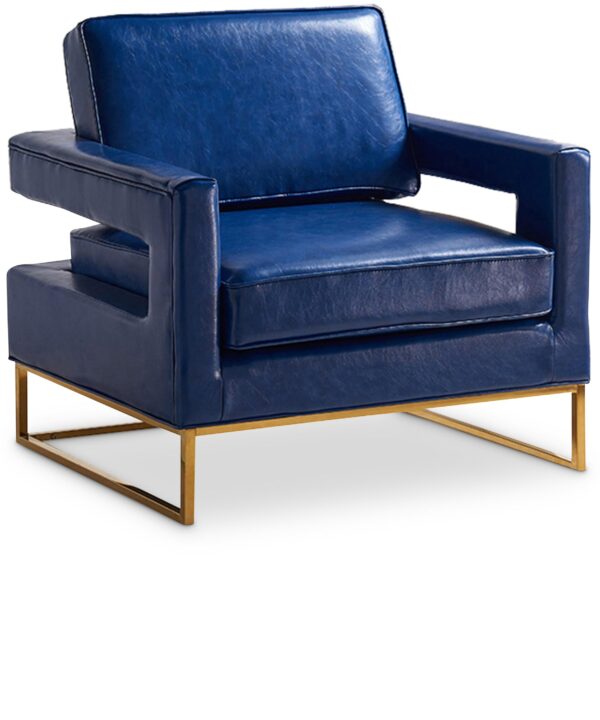 Amelia Navy Faux Leather Accent Chair - Luxe Home Furnishings (Jersey City, NJ)