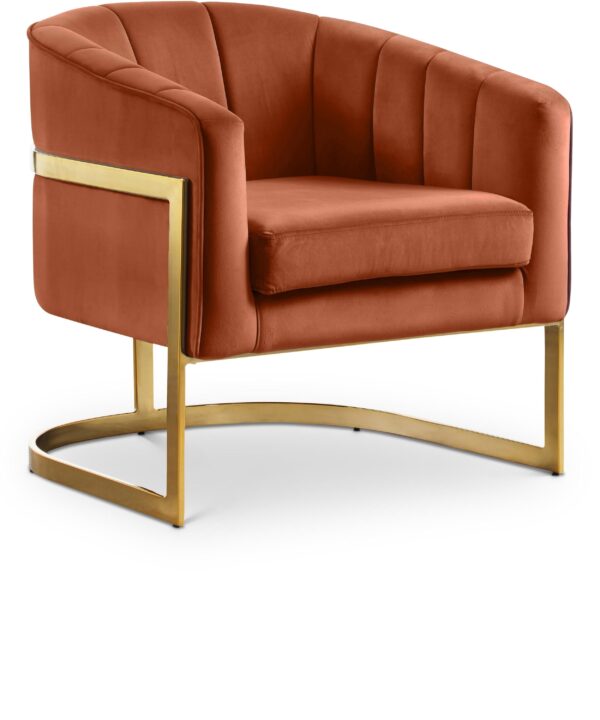 Carter Cognac Velvet Accent Chair - Luxe Home Furnishings (Jersey City, NJ)