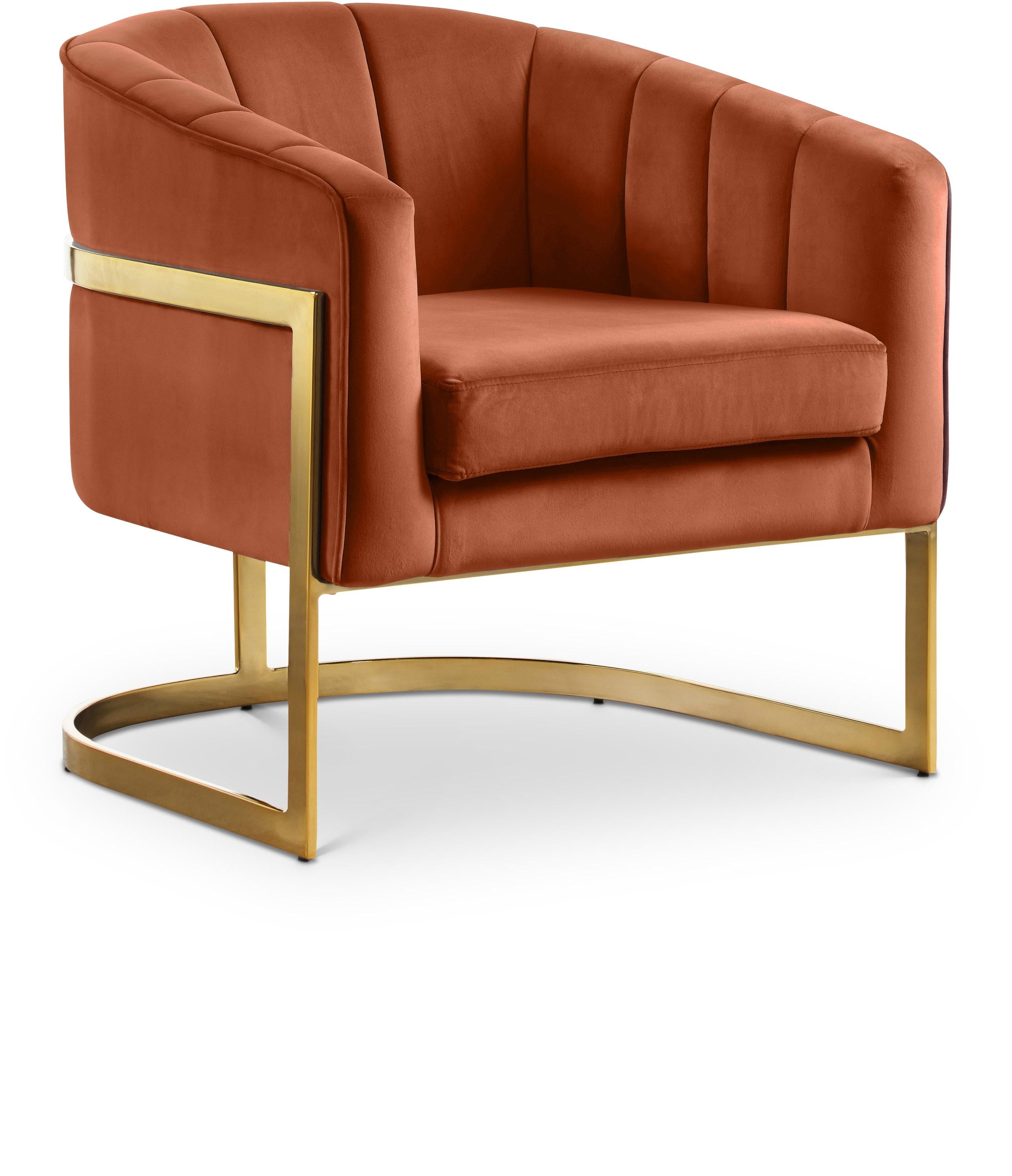 Carter Cognac Velvet Accent Chair - Luxe Home Furnishings (Jersey City, NJ)