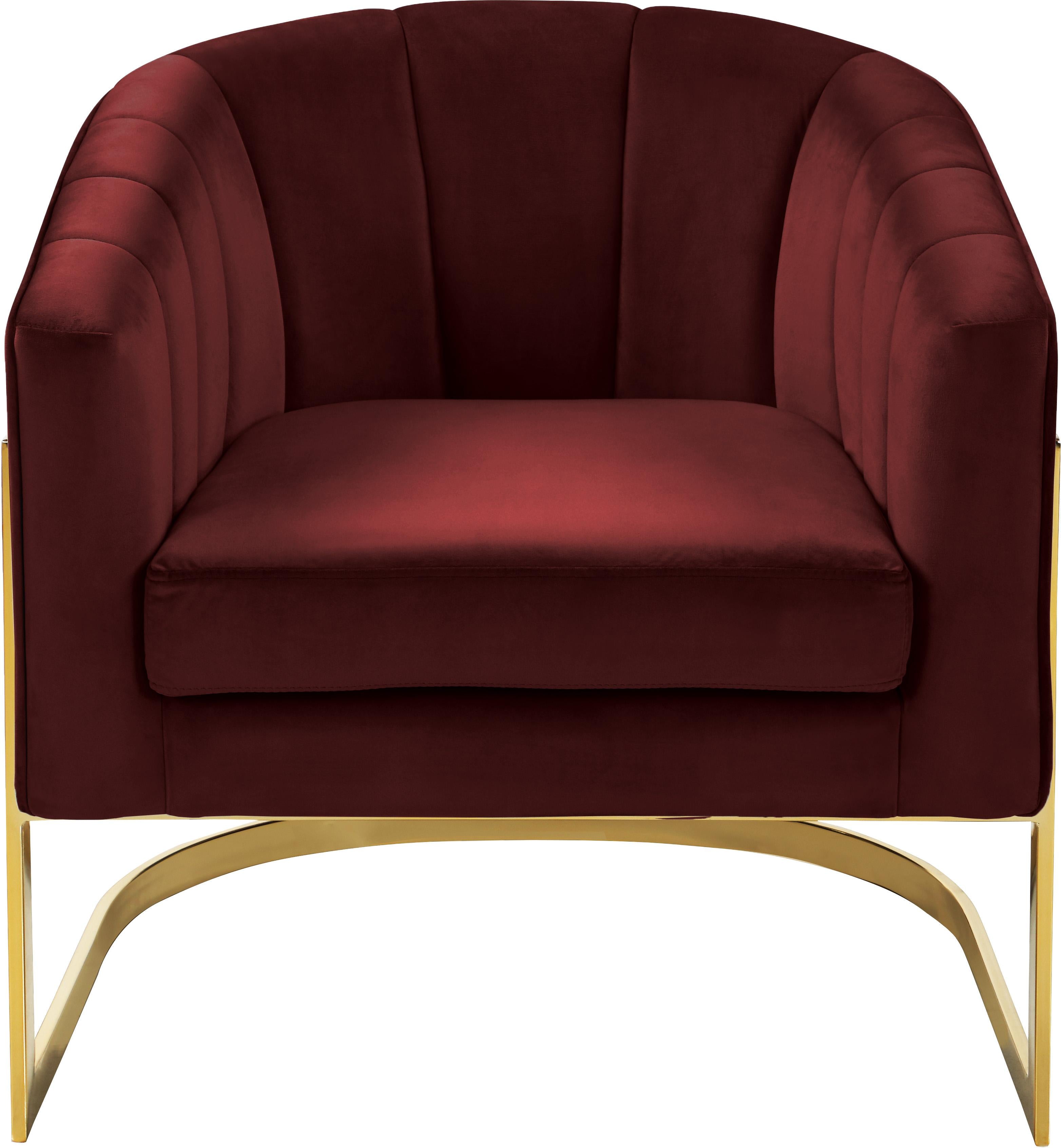Carter Burgundy Velvet Accent Chair - Luxe Home Furnishings (Jersey City, NJ)