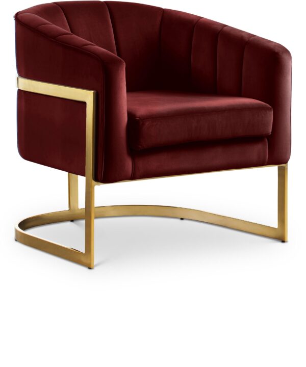 Carter Burgundy Velvet Accent Chair - Luxe Home Furnishings (Jersey City, NJ)