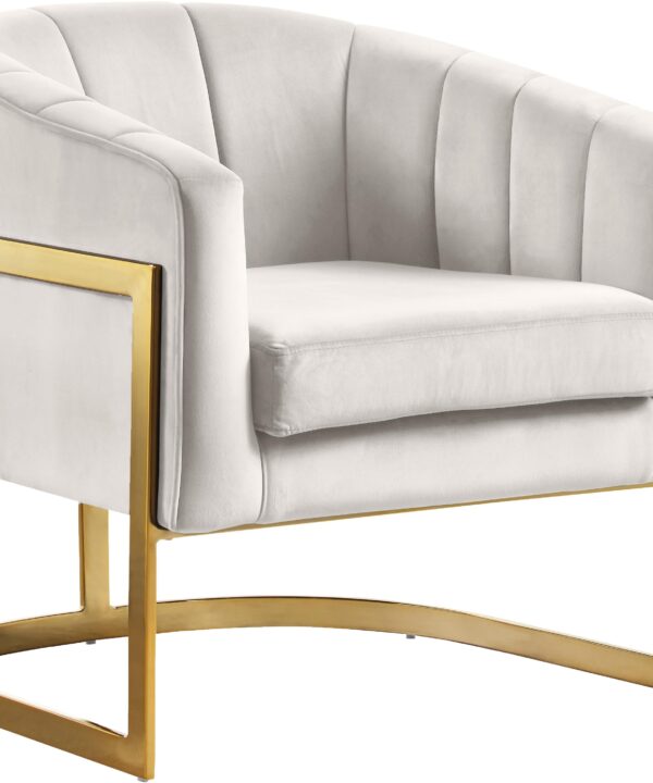 Carter Cream Velvet Accent Chair - Luxe Home Furnishings (Jersey City, NJ)