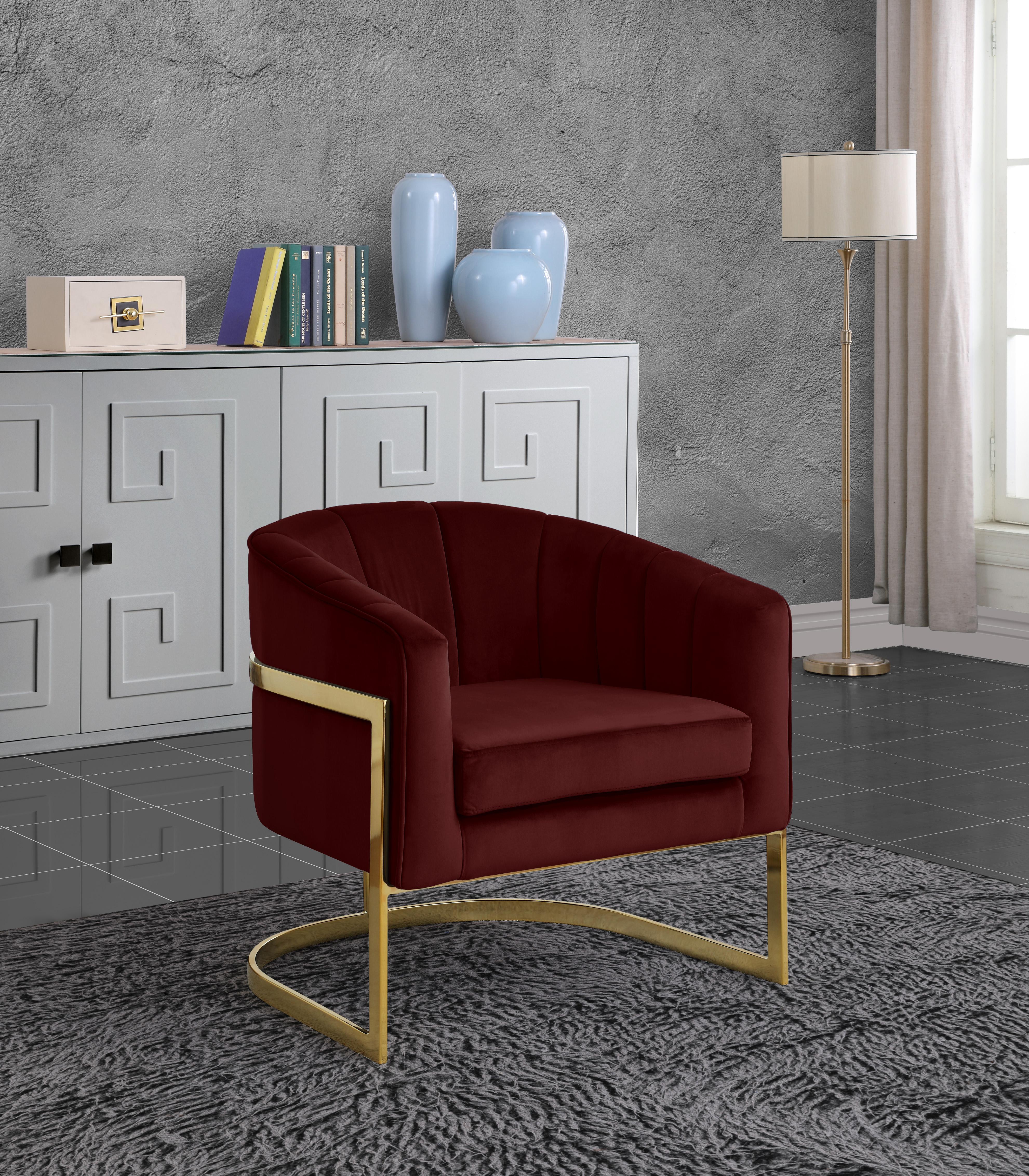 Carter Burgundy Velvet Accent Chair - Luxe Home Furnishings (Jersey City, NJ)