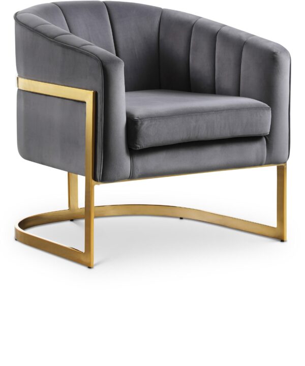 Carter Grey Velvet Accent Chair - Luxe Home Furnishings (Jersey City, NJ)