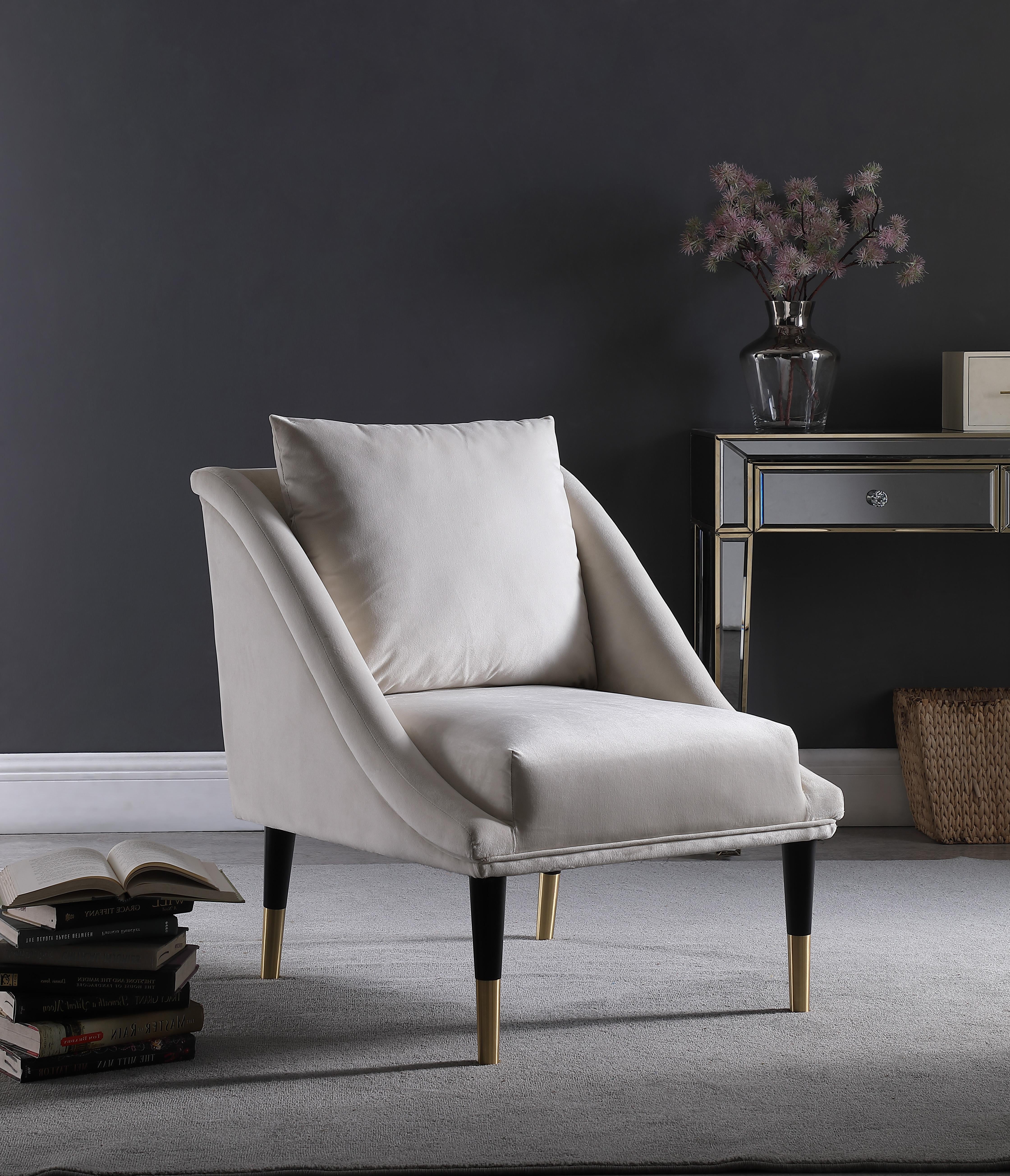 Elegante Cream Velvet Accent Chair - Luxe Home Furnishings (Jersey City, NJ)