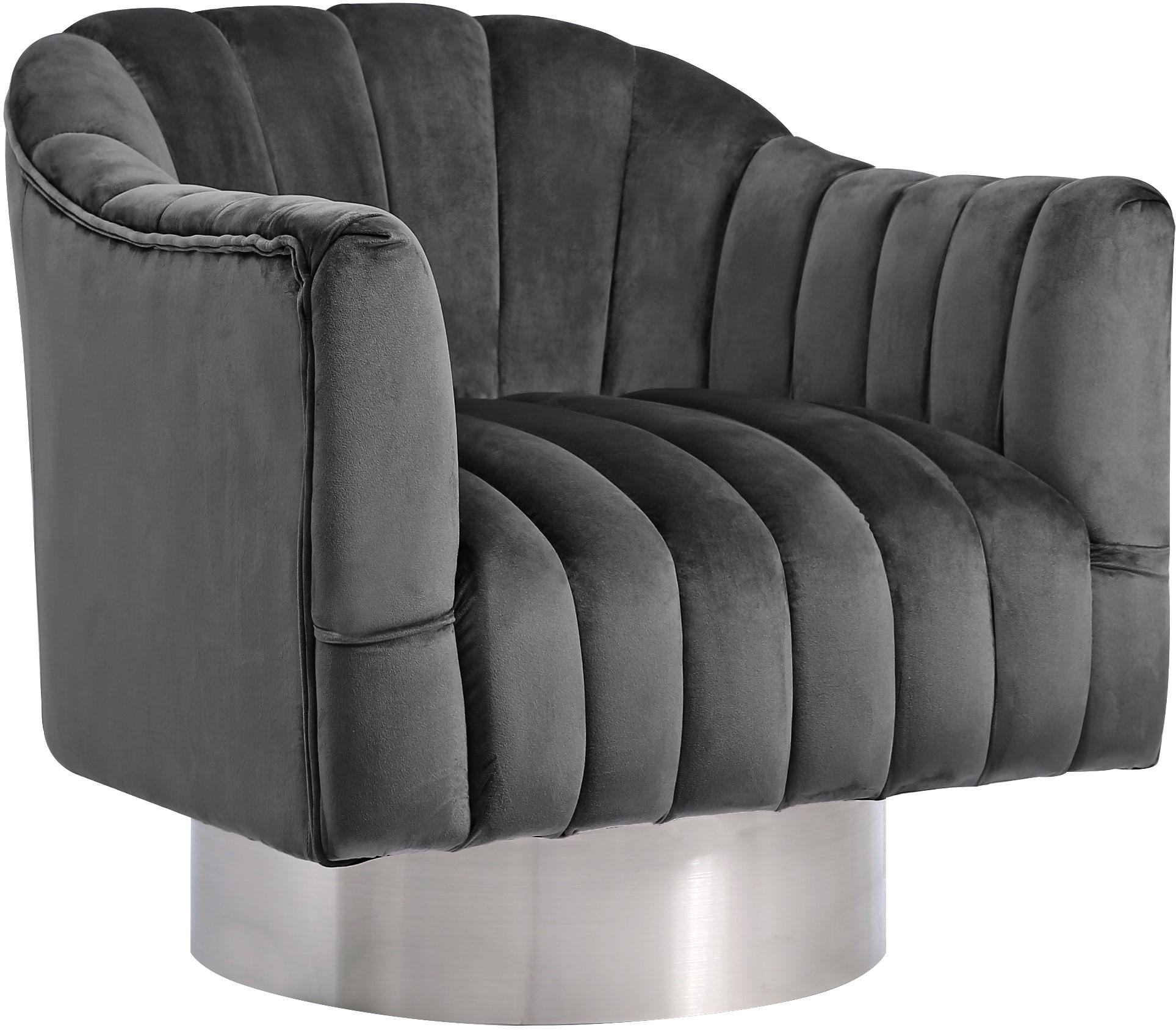 Farrah Grey Velvet Accent Chair - Luxe Home Furnishings (Jersey City, NJ)