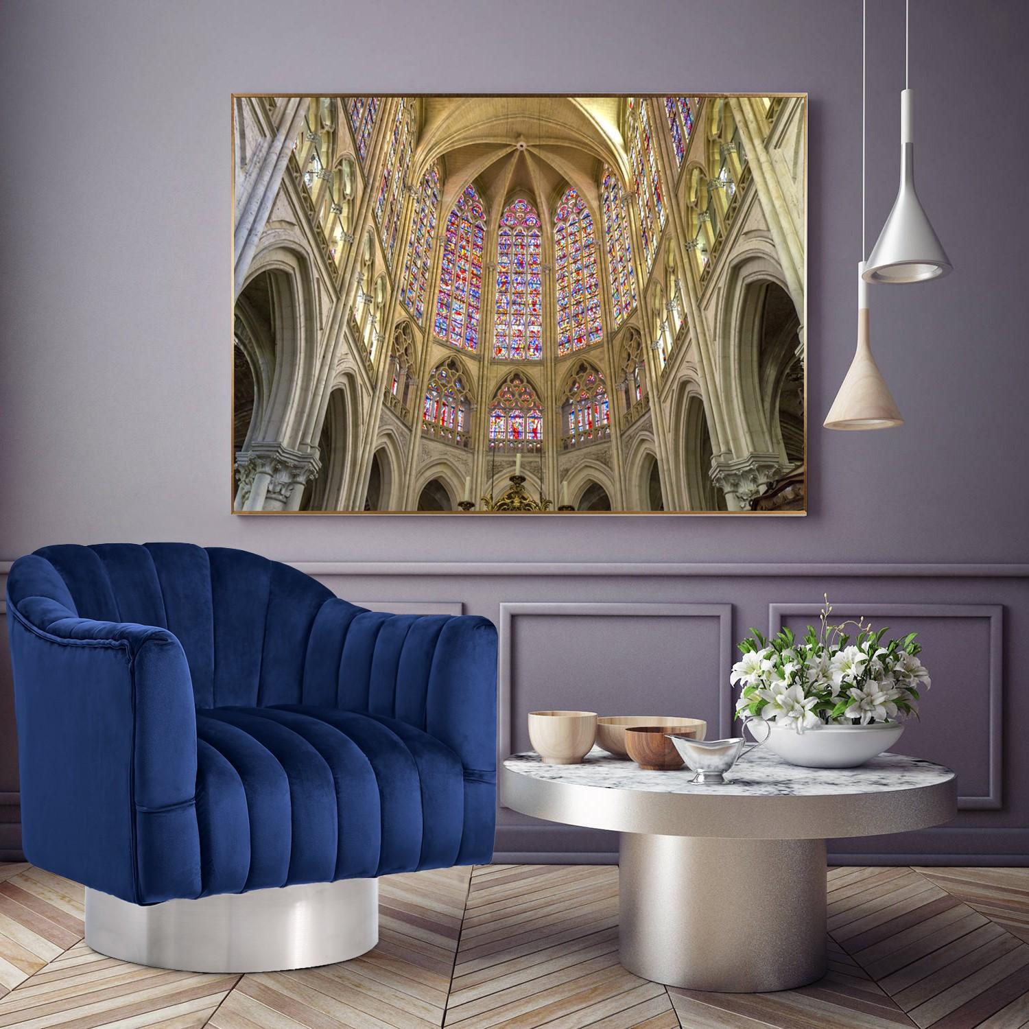 Farrah Navy Velvet Accent Chair - Luxe Home Furnishings (Jersey City, NJ)