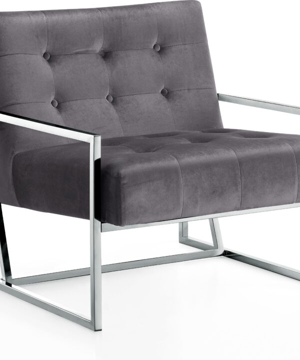 Alexis Grey Velvet Accent Chair - Luxe Home Furnishings (Jersey City, NJ)
