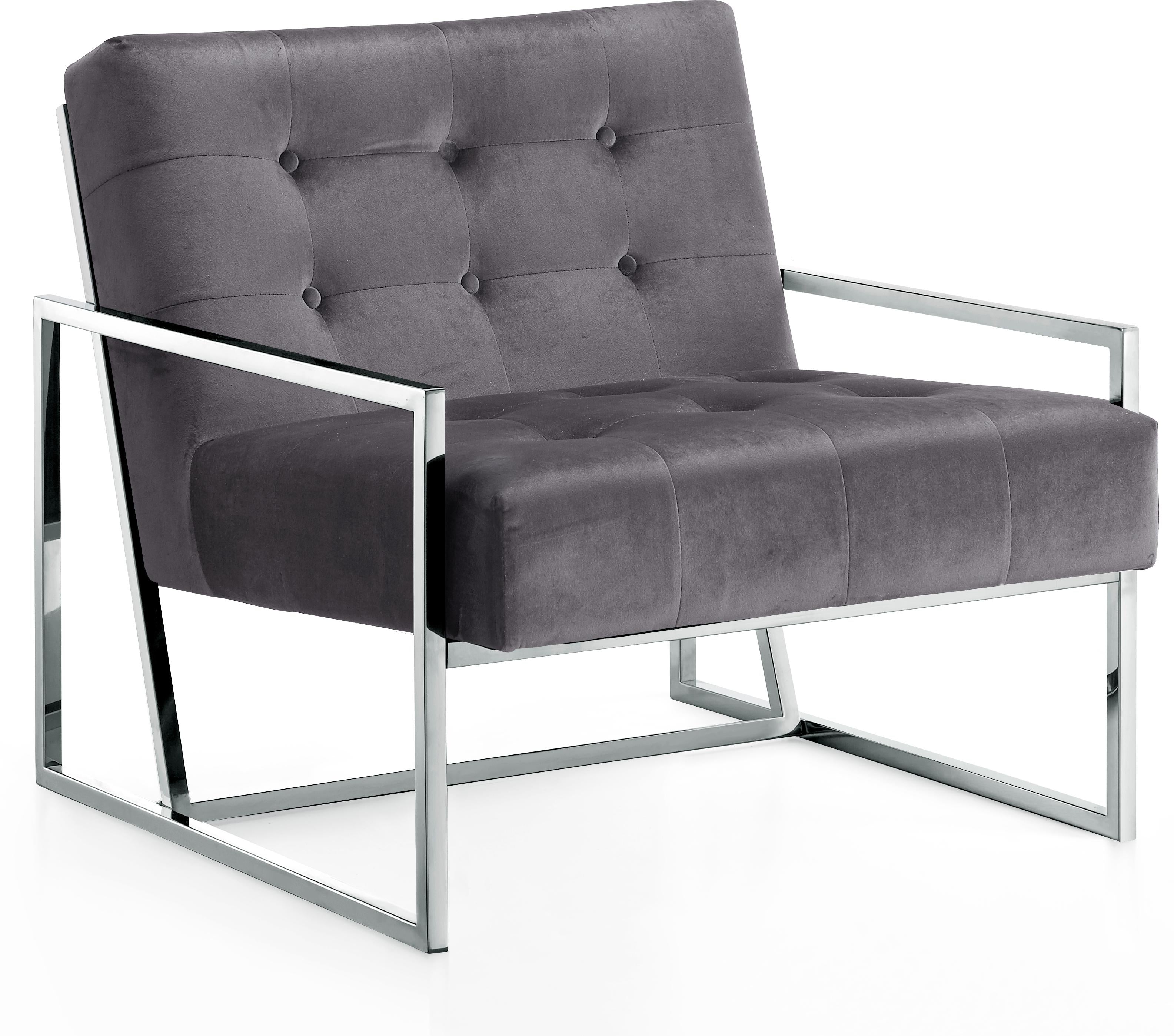 Alexis Grey Velvet Accent Chair - Luxe Home Furnishings (Jersey City, NJ)