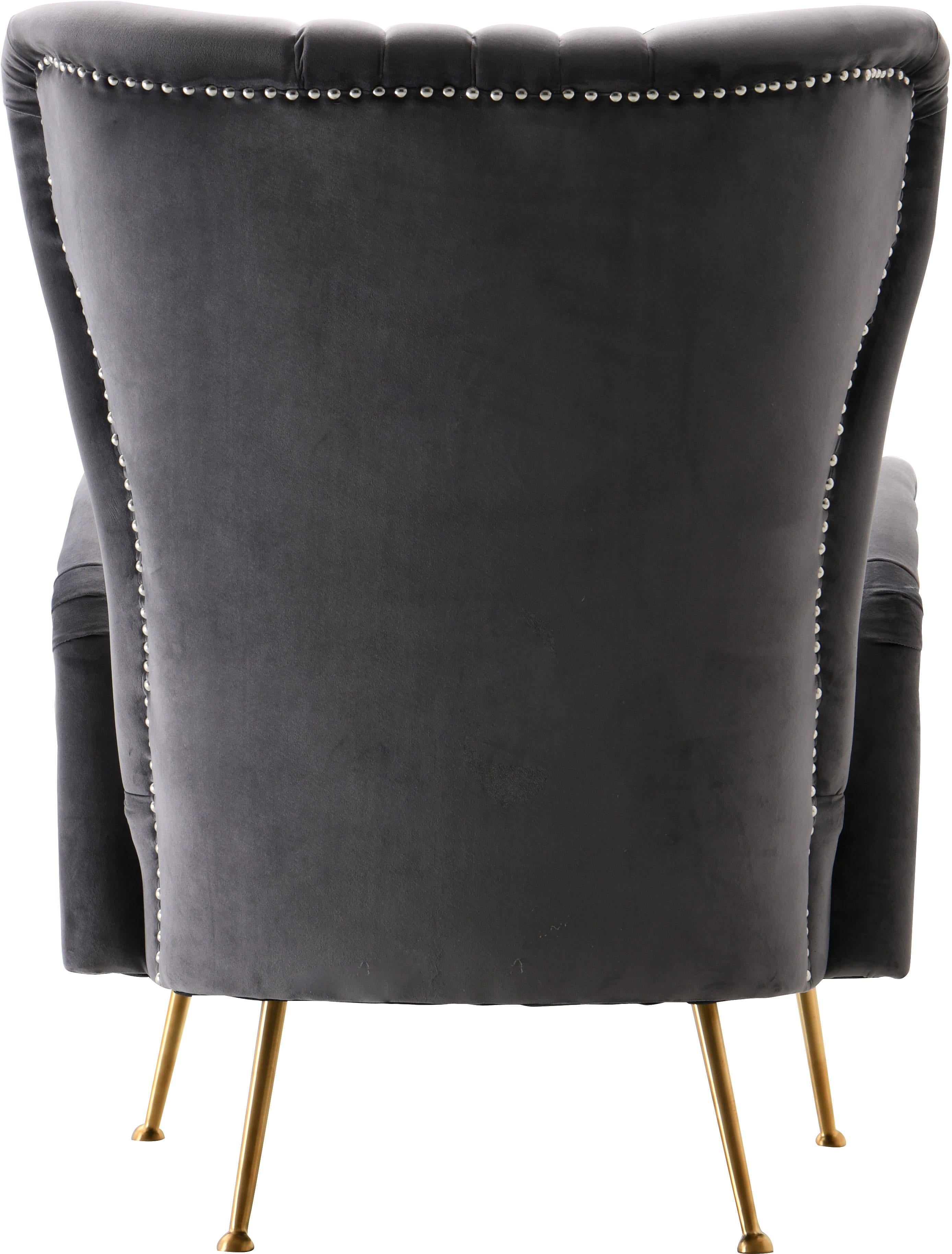 Opera Grey Velvet Accent Chair - Luxe Home Furnishings (Jersey City, NJ)