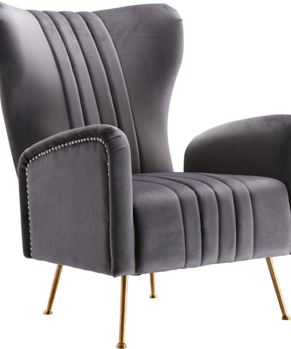 Opera Grey Velvet Accent Chair - Luxe Home Furnishings (Jersey City, NJ)
