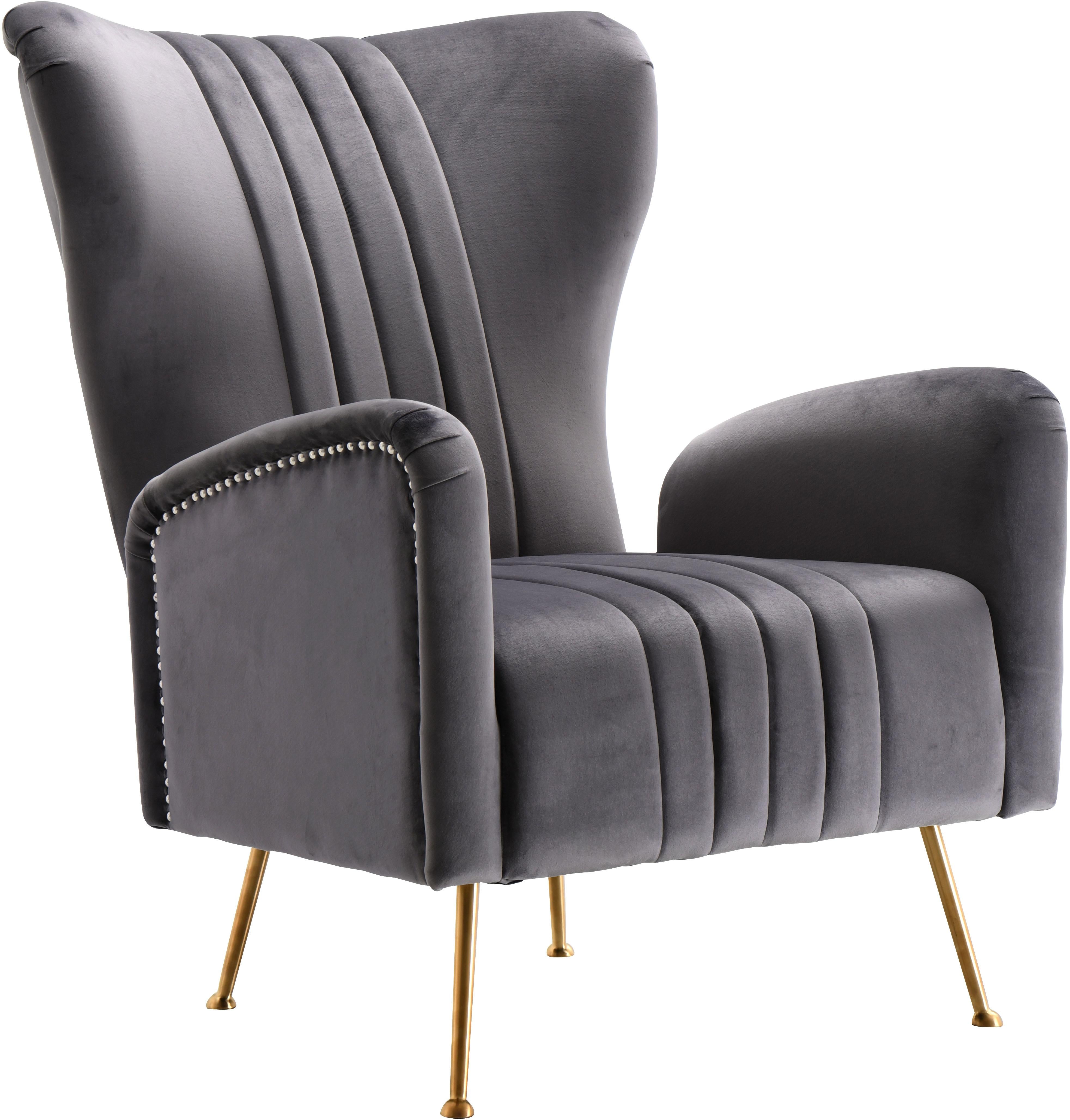 Opera Grey Velvet Accent Chair - Luxe Home Furnishings (Jersey City, NJ)