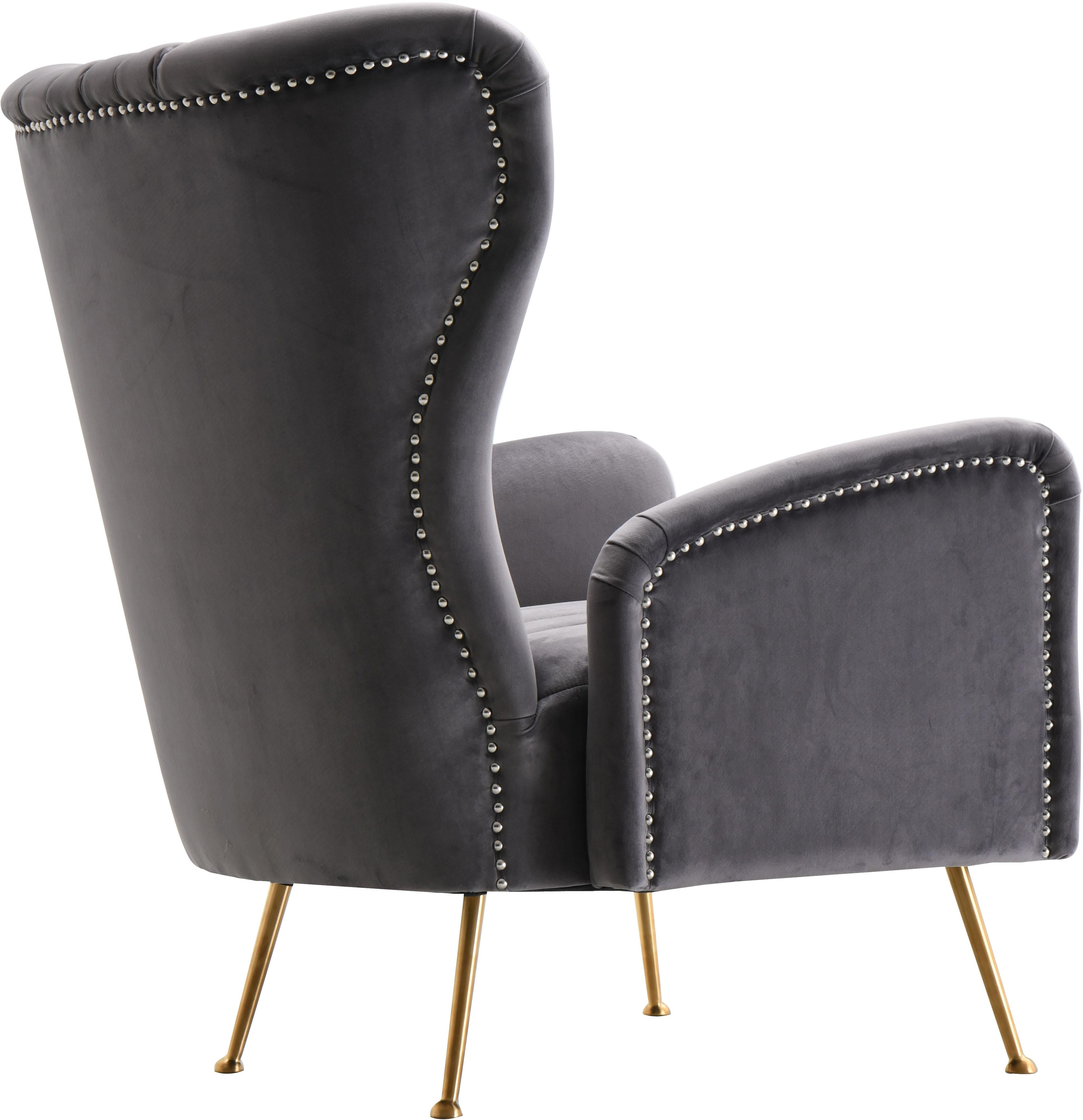 Opera Grey Velvet Accent Chair - Luxe Home Furnishings (Jersey City, NJ)