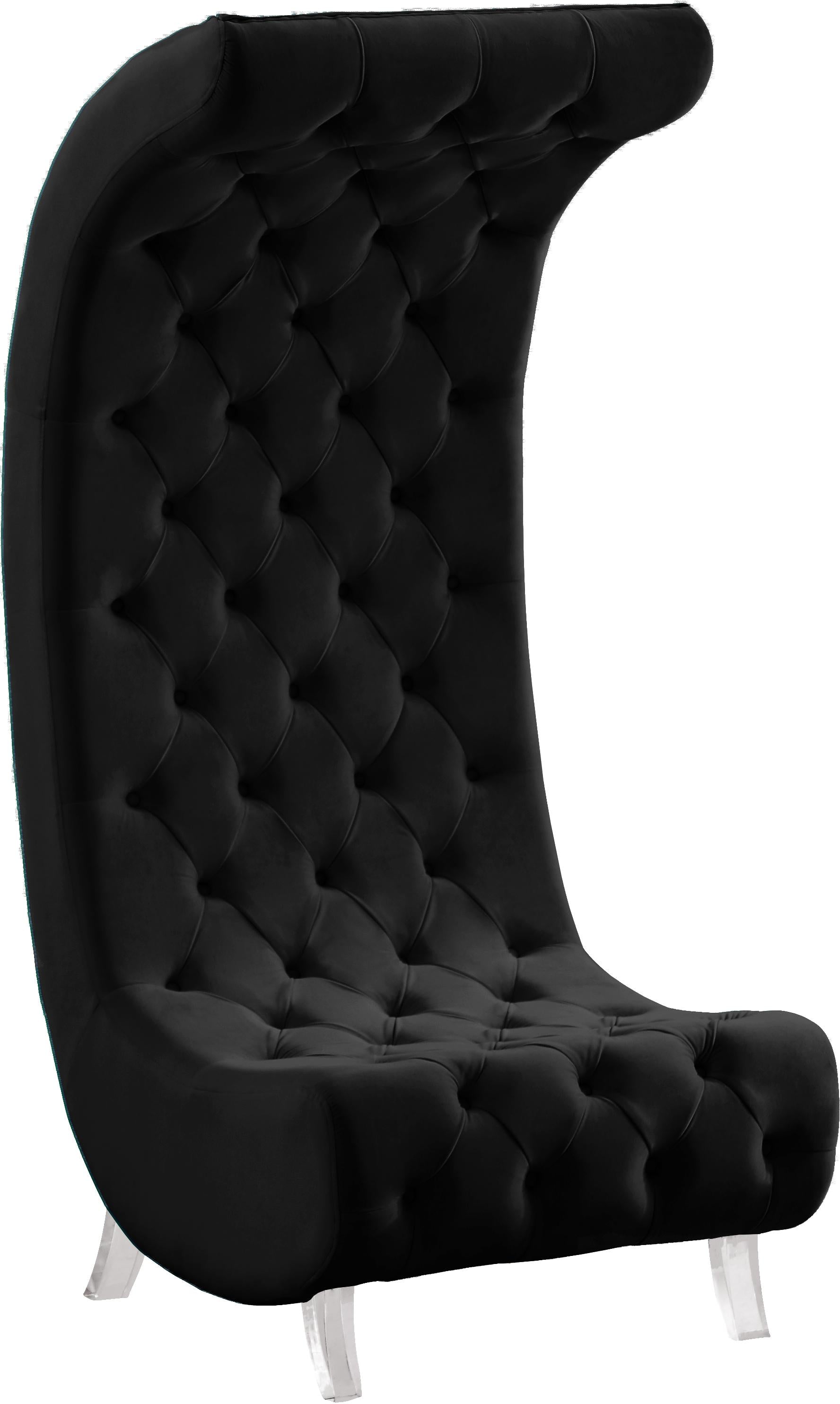 Crescent Black Velvet Accent Chair - Luxe Home Furnishings (Jersey City, NJ)