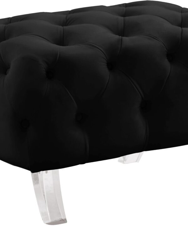 Crescent Black Velvet Ottoman - Luxe Home Furnishings (Jersey City, NJ)