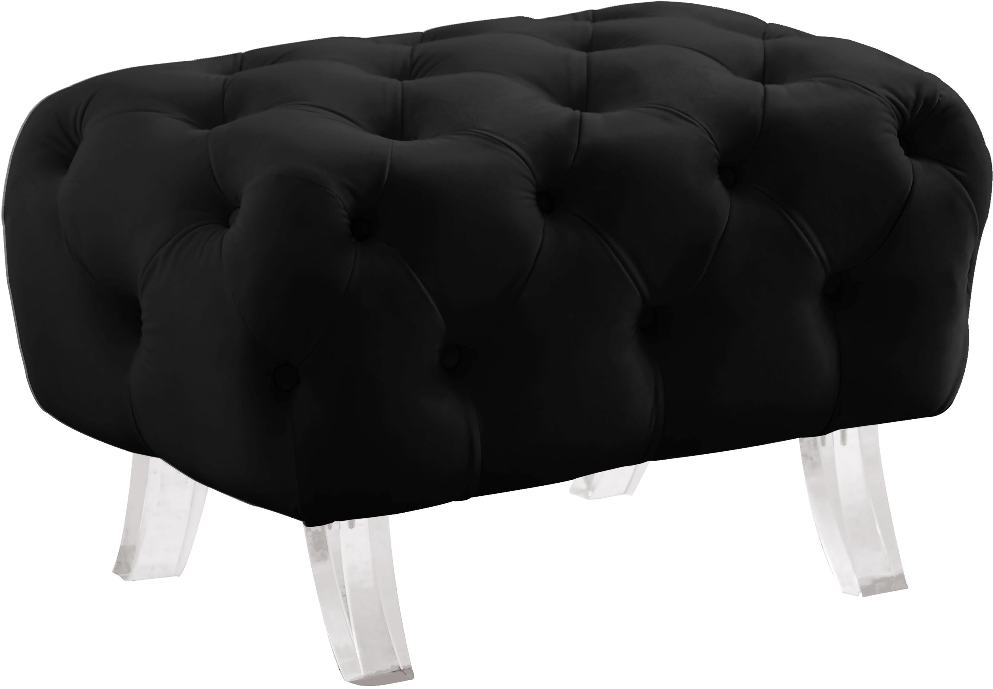 Crescent Black Velvet Ottoman - Luxe Home Furnishings (Jersey City, NJ)