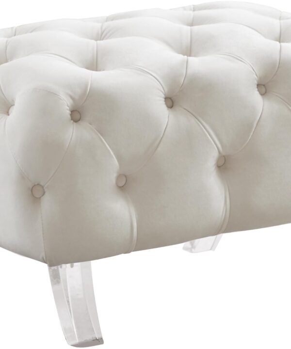 Crescent Cream Velvet Ottoman - Luxe Home Furnishings (Jersey City, NJ)