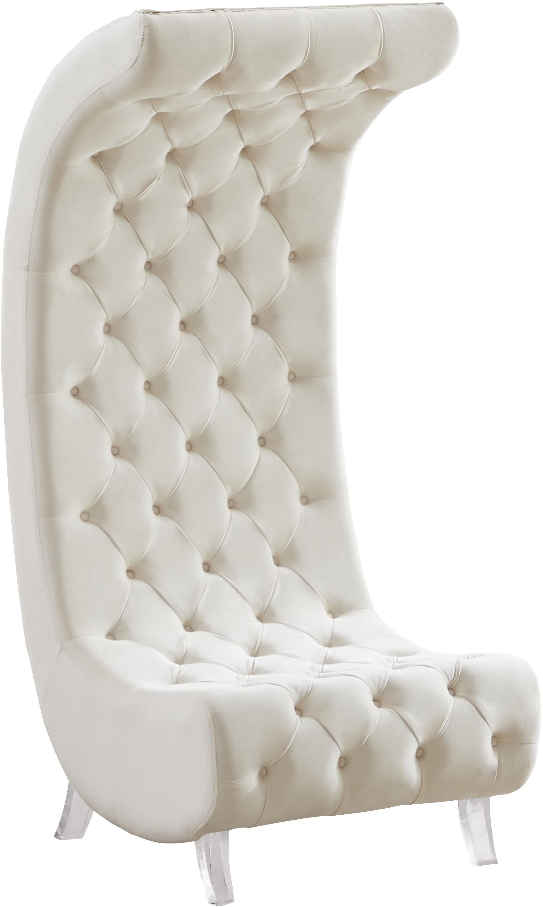 Crescent Cream Velvet Accent Chair - Luxe Home Furnishings (Jersey City, NJ)