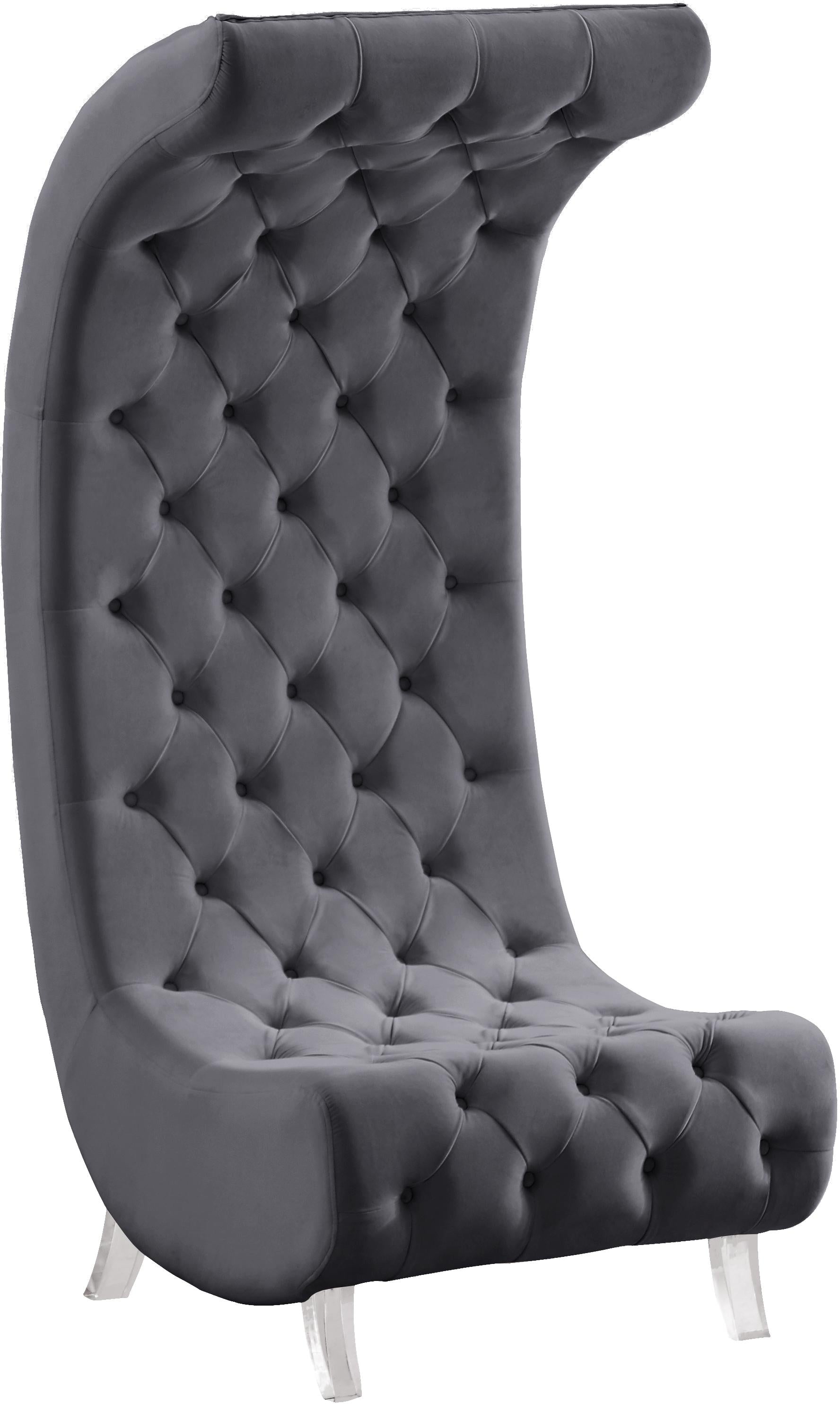 Crescent Grey Velvet Accent Chair - Luxe Home Furnishings (Jersey City, NJ)