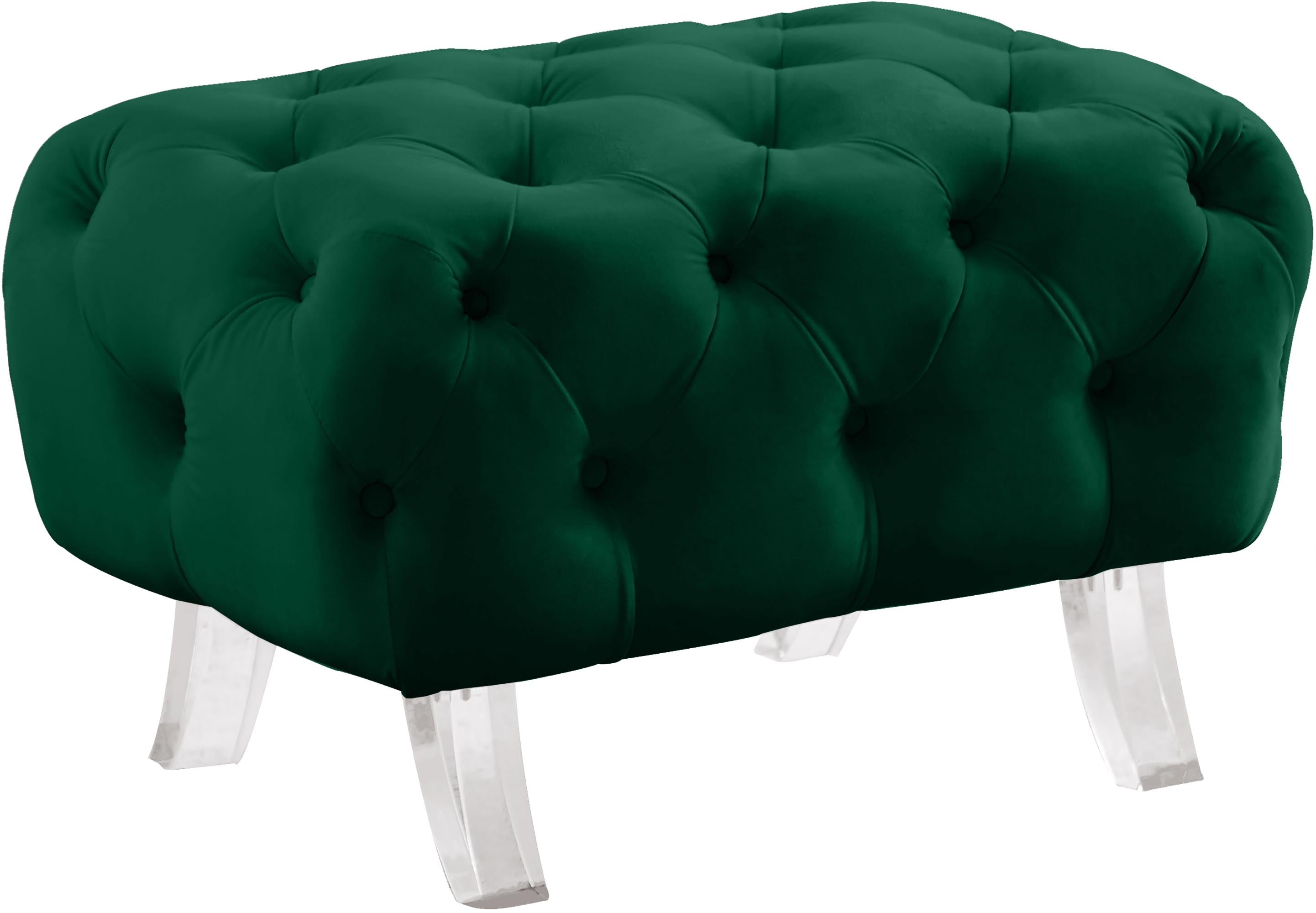 Crescent Green Velvet Ottoman - Luxe Home Furnishings (Jersey City, NJ)