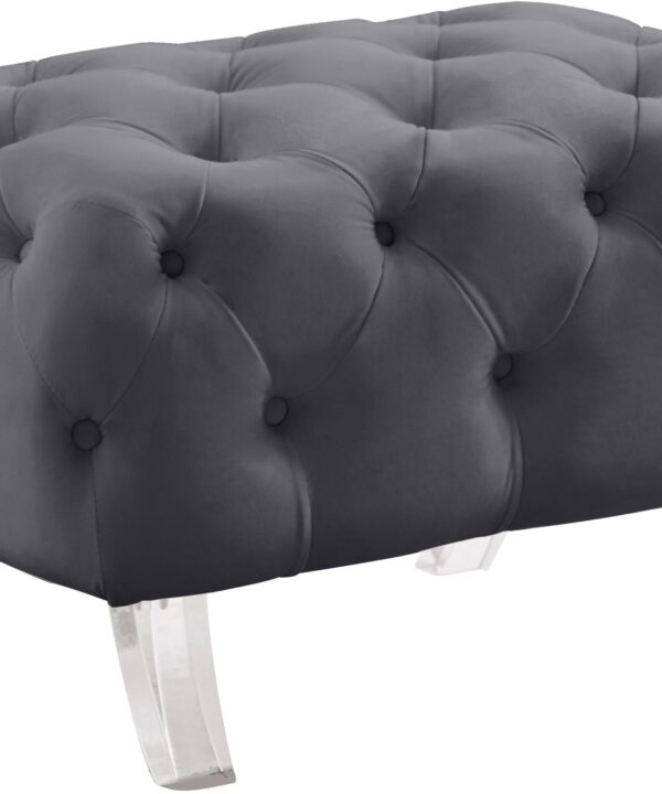Crescent Grey Velvet Ottoman - Luxe Home Furnishings (Jersey City, NJ)
