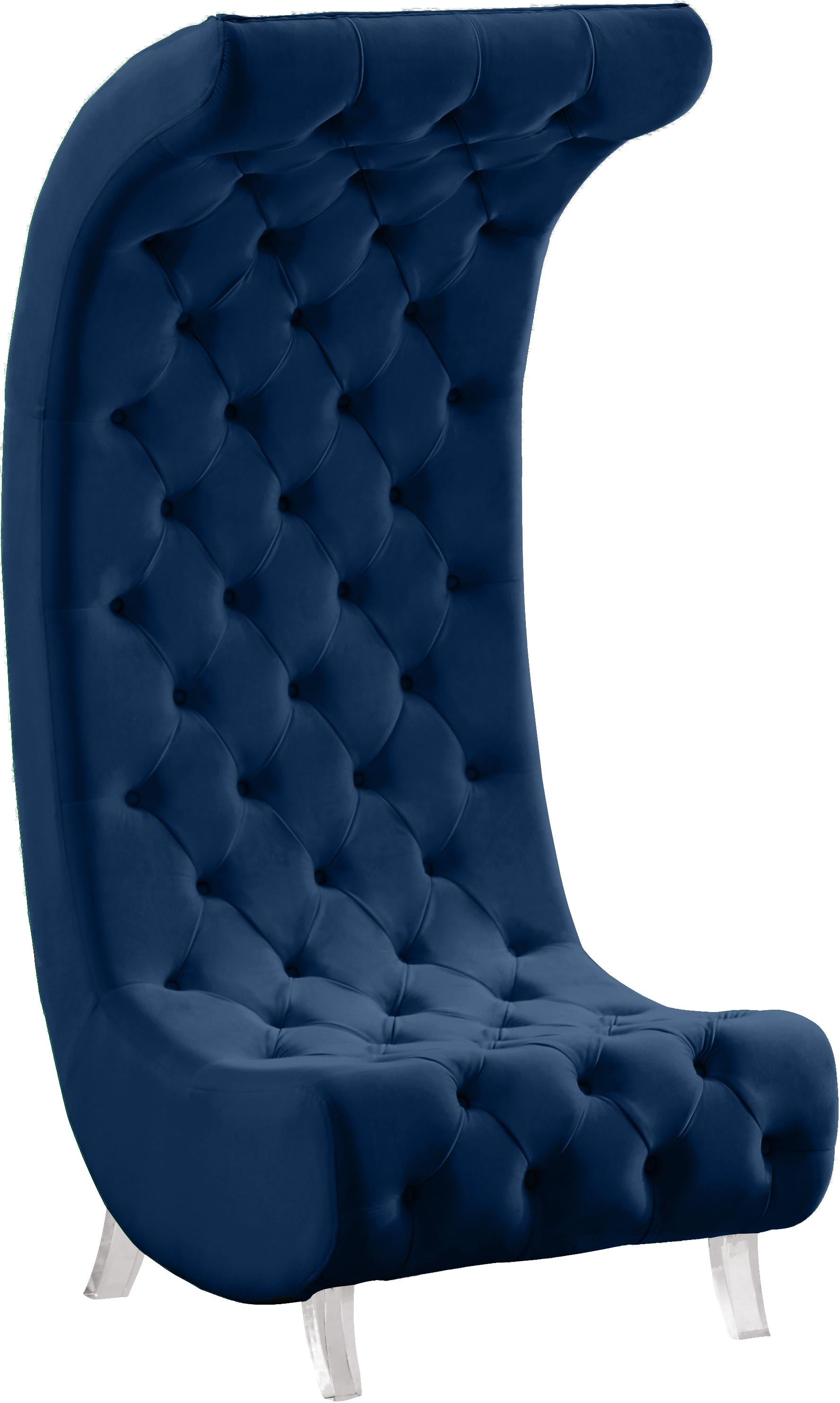 Crescent Navy Velvet Accent Chair - Luxe Home Furnishings (Jersey City, NJ)